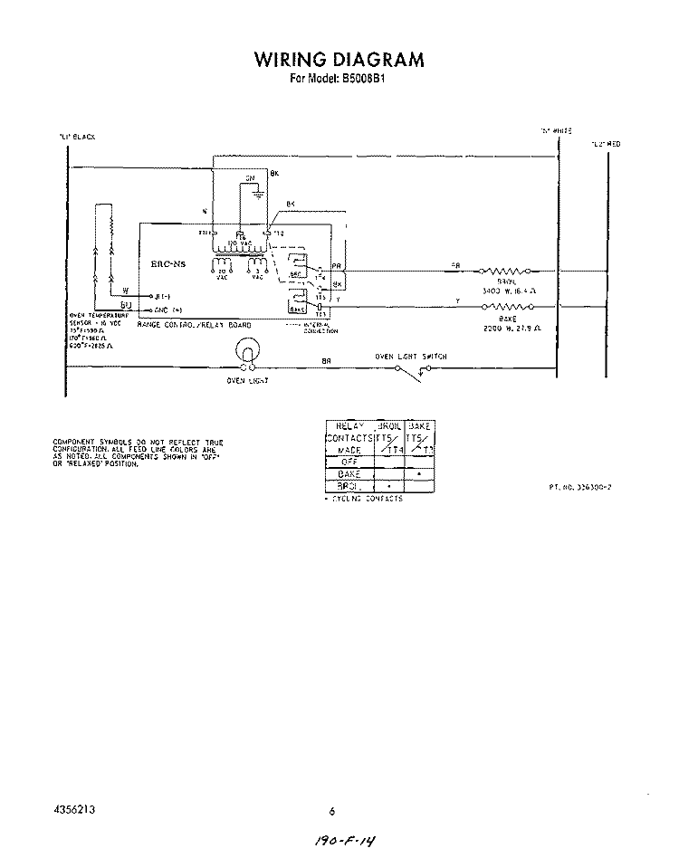 WIRING DIAGRAM Diagram and Parts List for B5008B1  Roper Range