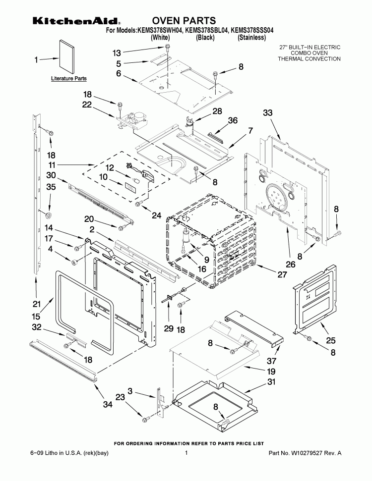 OVEN PARTS Diagram and Parts List for KEMS378SBL04  KitchenAid Microwave Oven Combo