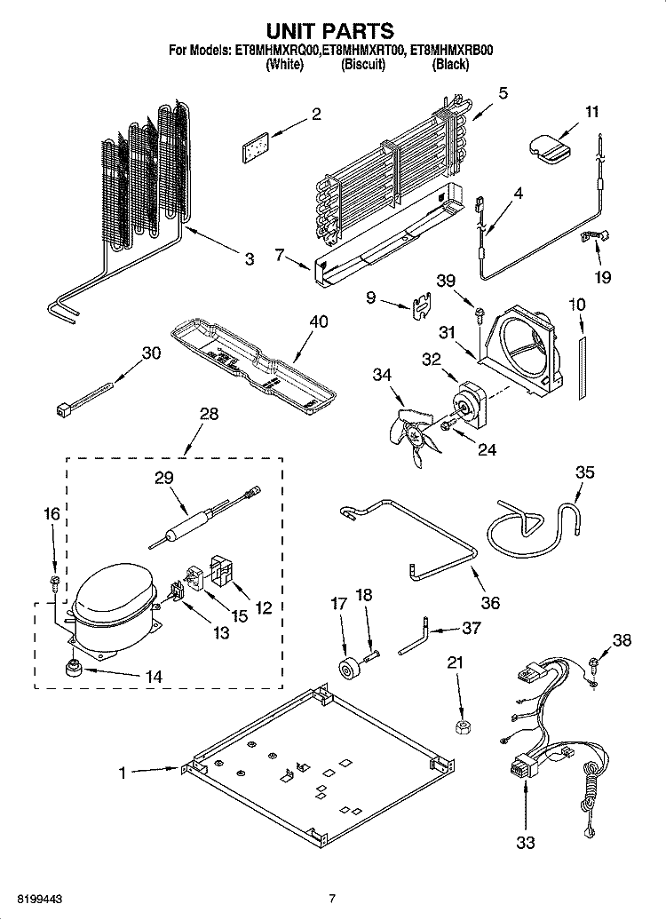 UNIT PARTS Diagram and Parts List for ET8MHMXRB00  Whirlpool Refrigerator