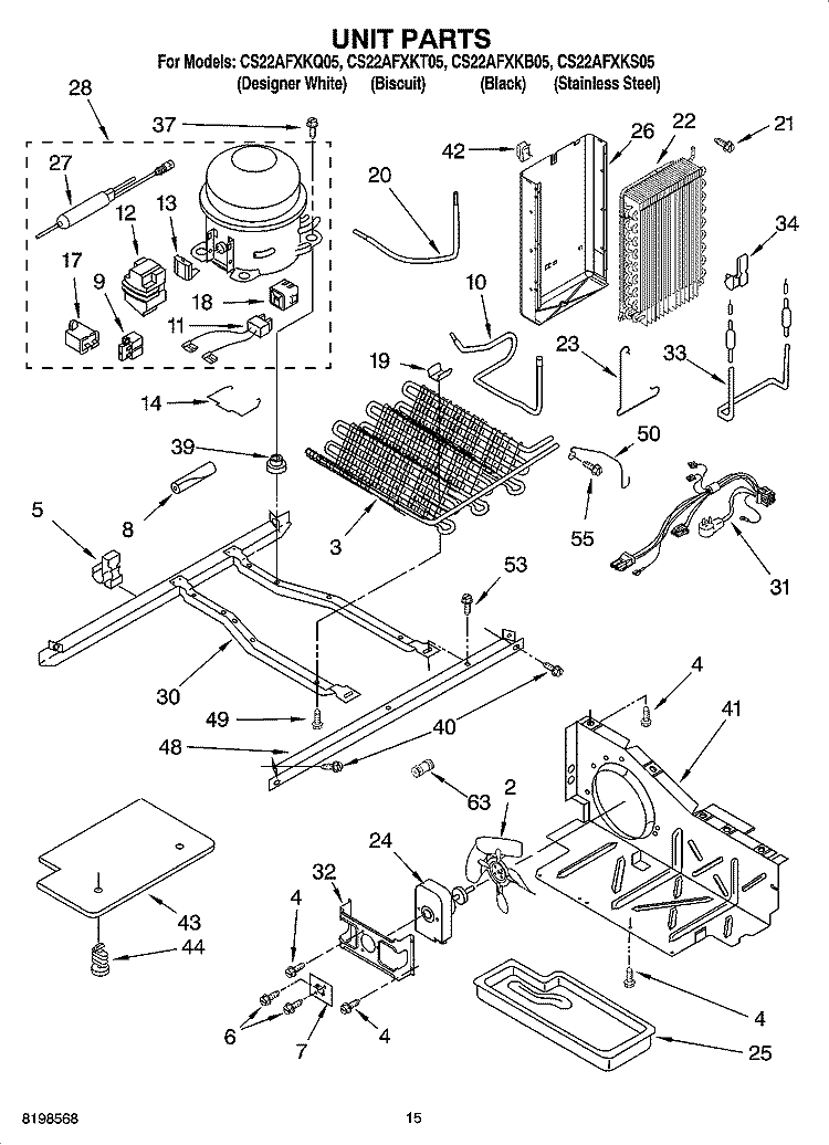 UNIT PARTS Diagram and Parts List for CS22AFXKQ05  Crosley Refrigerator