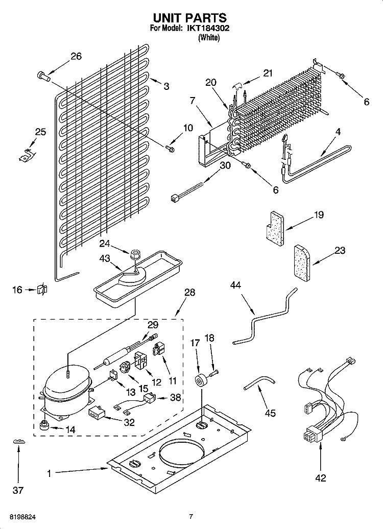 UNIT PARTS Diagram and Parts List for IKT184302  Inglis Refrigerator