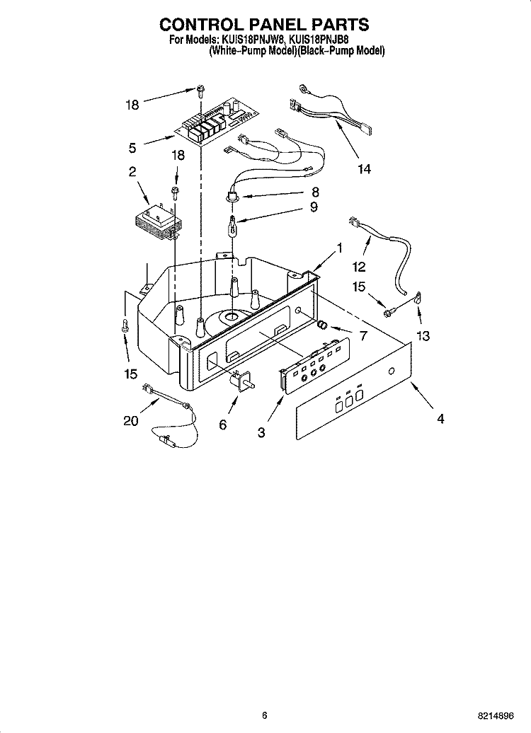 CONTROL PANEL PARTS Diagram and Parts List for KUIS18PNJW8  KitchenAid Ice Maker