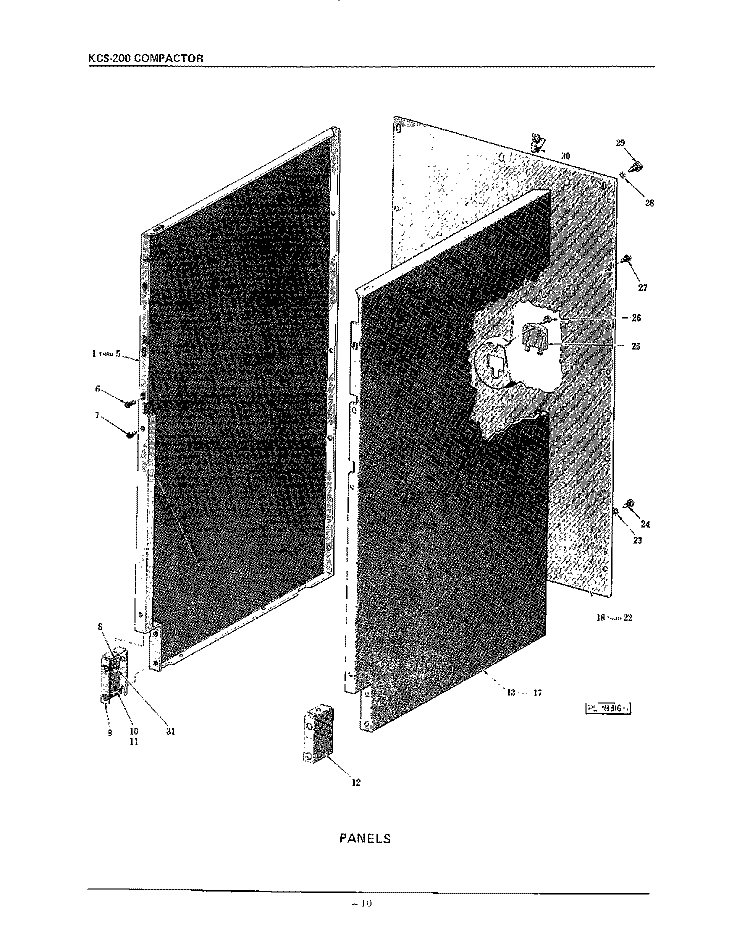 PANELS Diagram and Parts List for KCS200  KitchenAid Trash Compactor