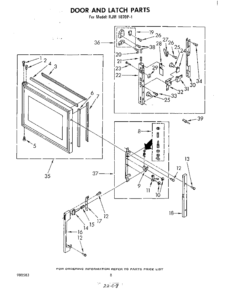 BREAKER AND PARTITION Diagram and Parts List for RJM1870P1  Whirlpool Microwave Oven Combo