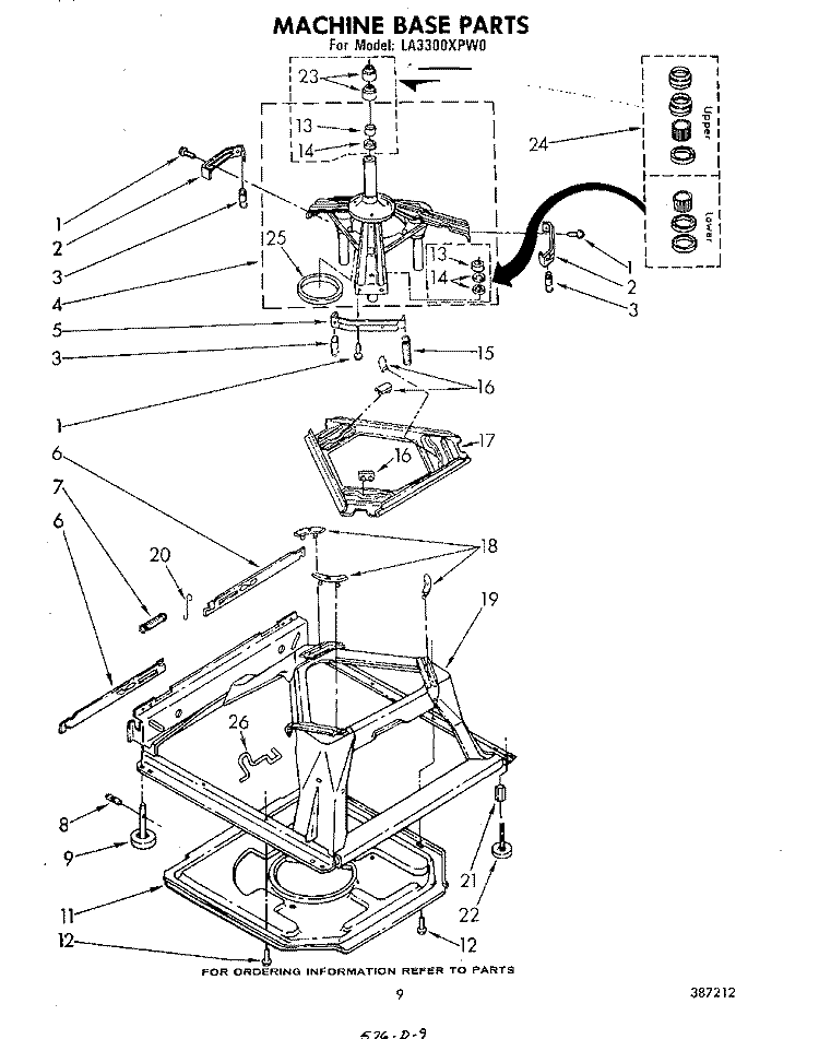MACHINE BASE Diagram and Parts List for LA3300XPW0  Whirlpool Washer