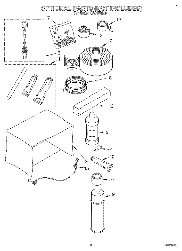 OPTIONAL Diagram and Parts List for CA21WC00  Crosley Air Conditioner
