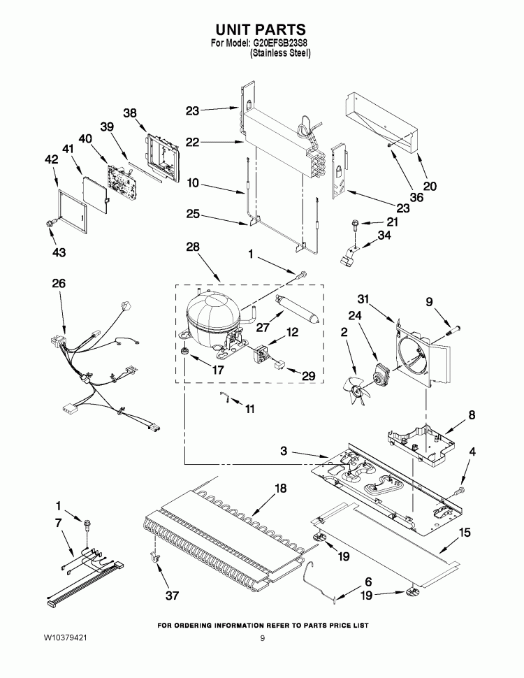 UNIT PARTS Diagram and Parts List for G20EFSB23S8  Whirlpool Refrigerator