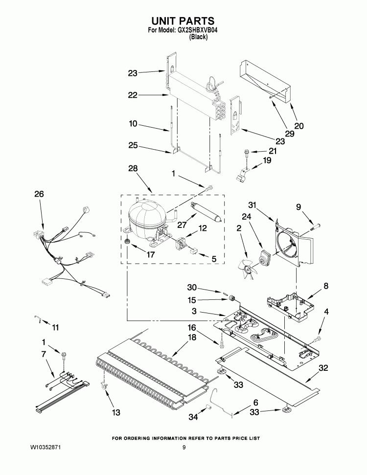 UNIT PARTS Diagram and Parts List for GX2SHBXVB04  Whirlpool Refrigerator