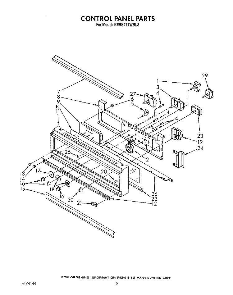 CONTROL PANEL, LIT/OPTIONAL Diagram and Parts List for KEBS277WBL3  KitchenAid Wall Oven