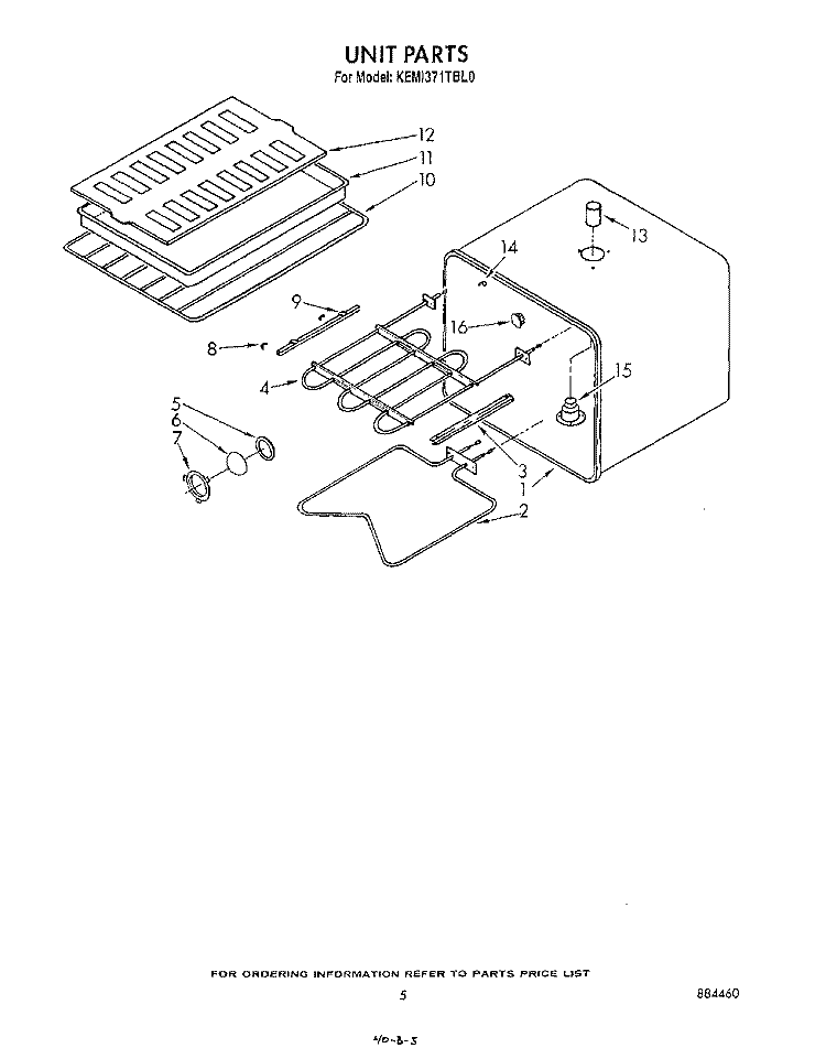 UNIT Diagram and Parts List for KEMI371TBL0  KitchenAid Microwave Oven Combo