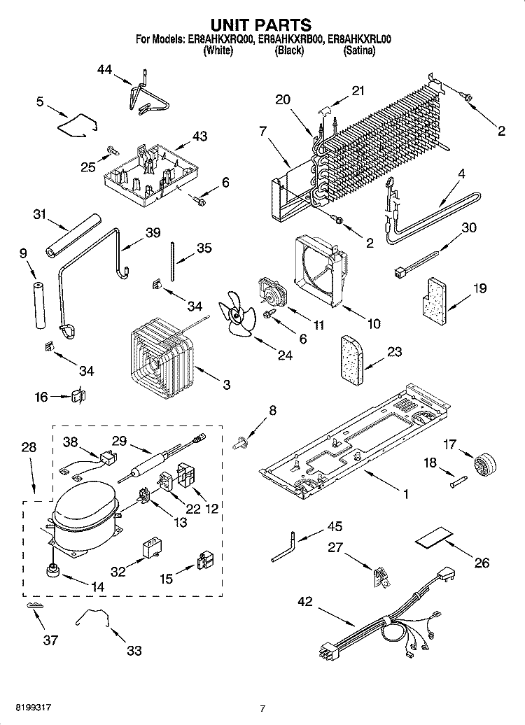 UNIT PARTS Diagram and Parts List for ER8AHKXRL00  Whirlpool Refrigerator