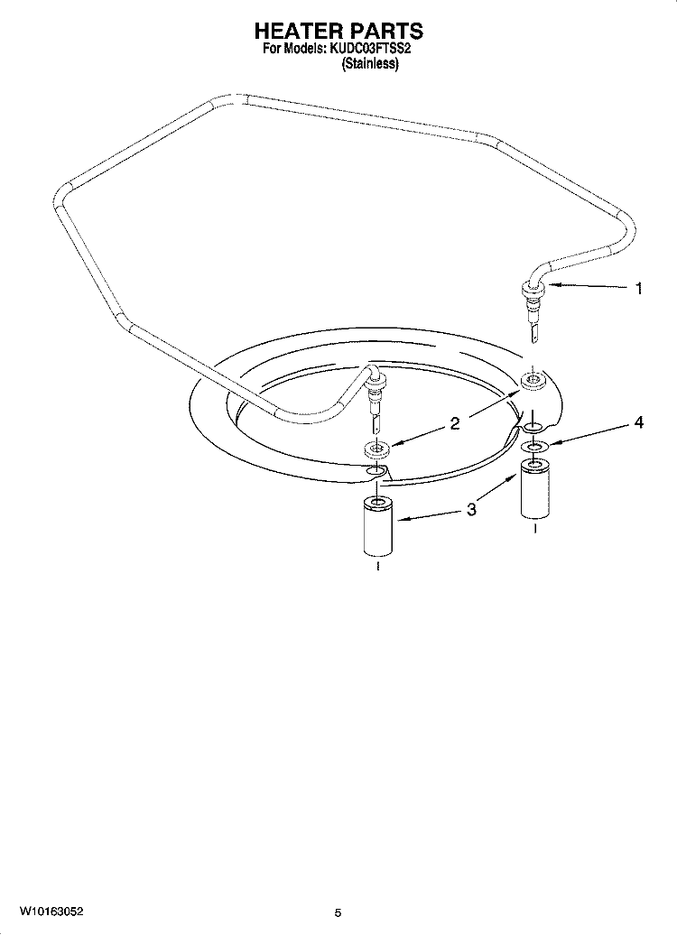 HEATER PARTS Diagram and Parts List for KUDC03FTSS2  KitchenAid Dishwasher