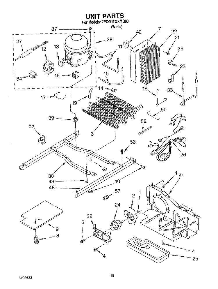 UNIT PARTS Diagram and Parts List for 7ED0GTQXMQ00  Whirlpool Refrigerator