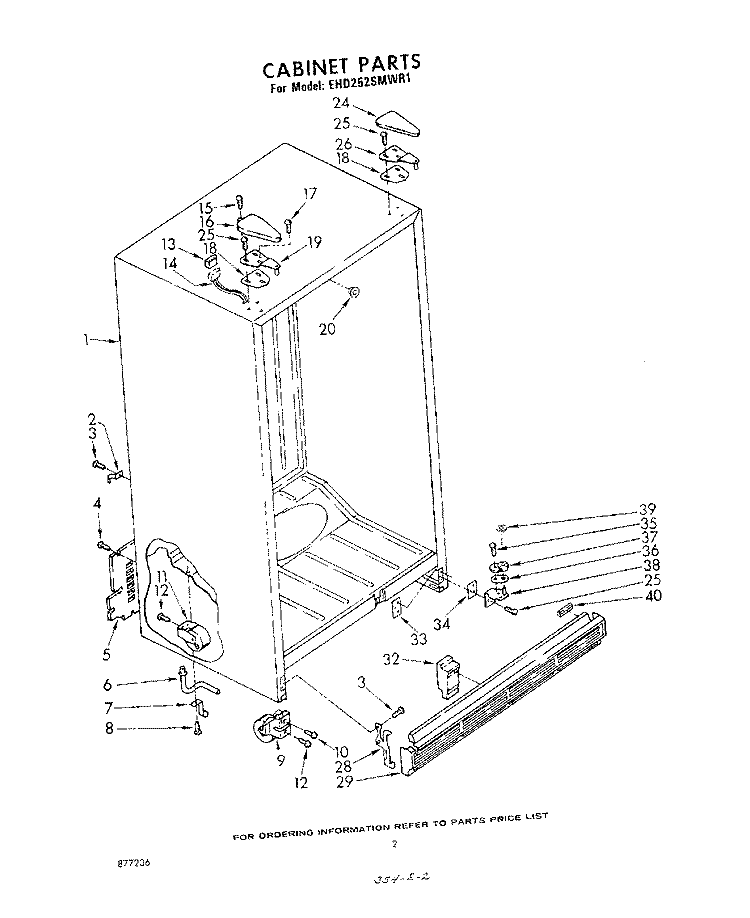 CABINET Diagram and Parts List for EHD252SMWR1  Whirlpool Refrigerator