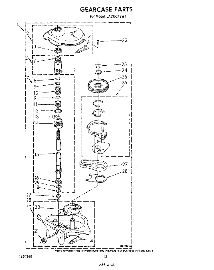 GEARCASE Diagram and Parts List for LA6300XSW1  Whirlpool Washer