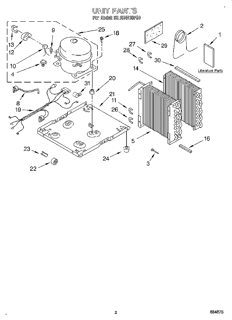 SECTION Diagram and Parts List for BHDH4000FS0  Whirlpool Dehumidifier