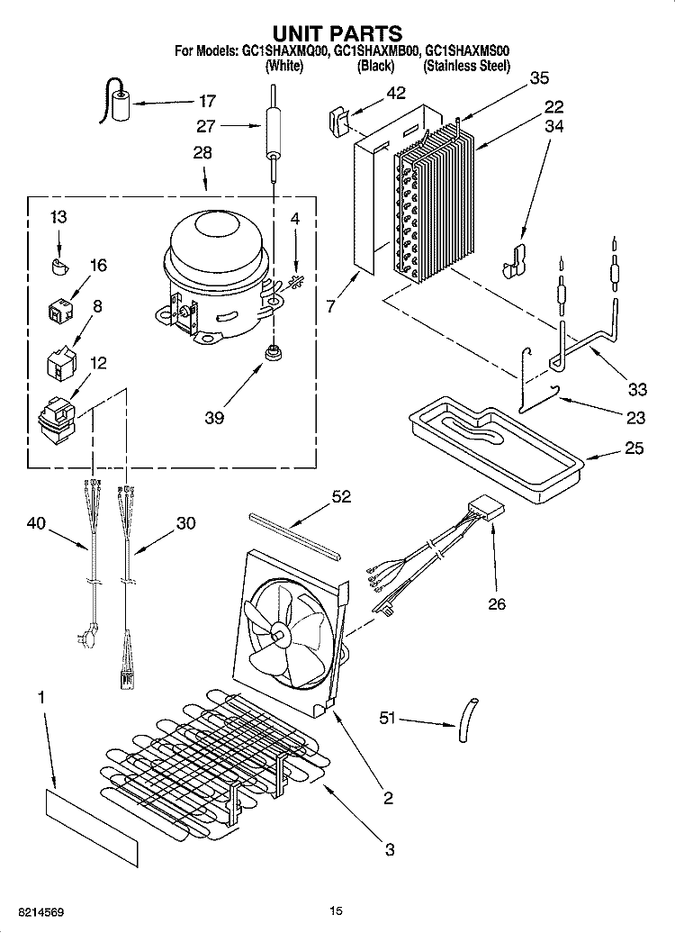 UNIT PARTS Diagram and Parts List for GC1SHAXMB00  Whirlpool Refrigerator
