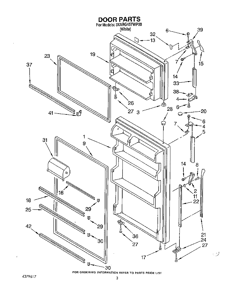 DOOR Diagram and Parts List for 3XARG457WP00  Whirlpool Refrigerator