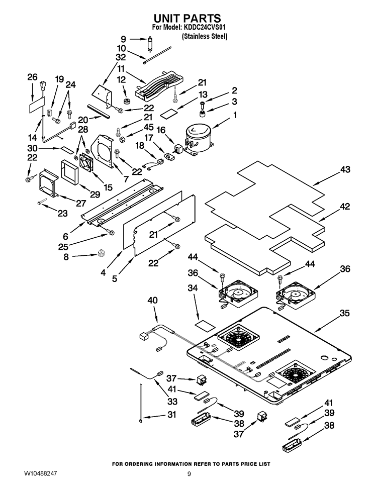 UNIT PARTS Diagram and Parts List for KDDC24CVS01  KitchenAid Refrigerator