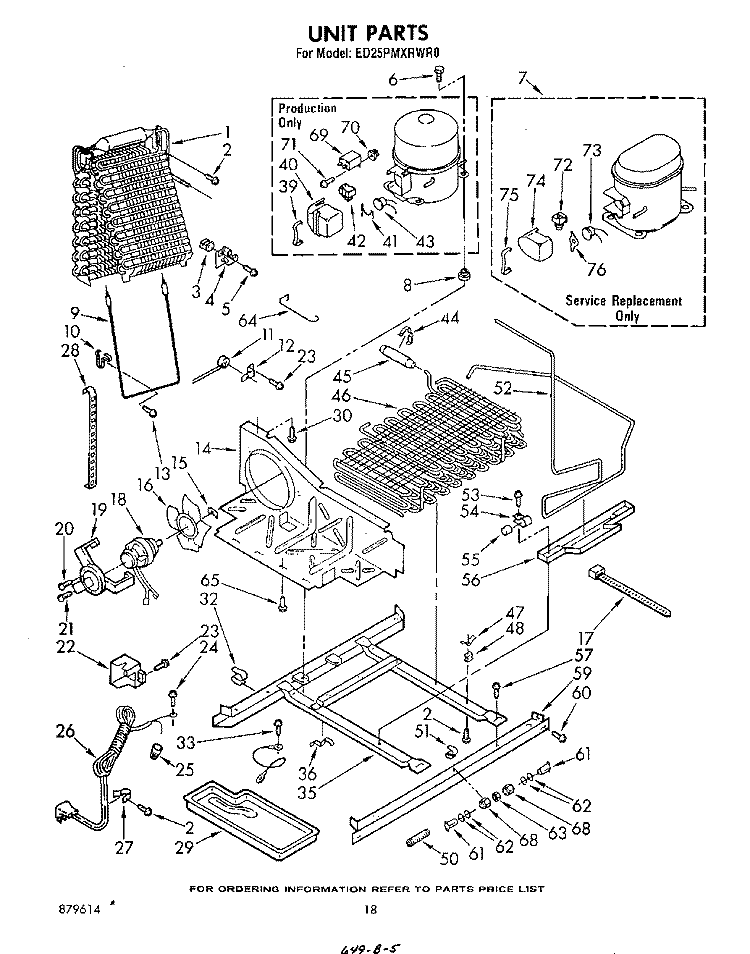 UNIT Diagram and Parts List for ED25PMXRWR0  Whirlpool Refrigerator