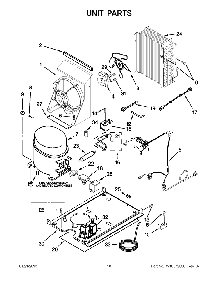 UNIT PARTS Diagram and Parts List for KUIC18NNXS2  KitchenAid Ice Maker