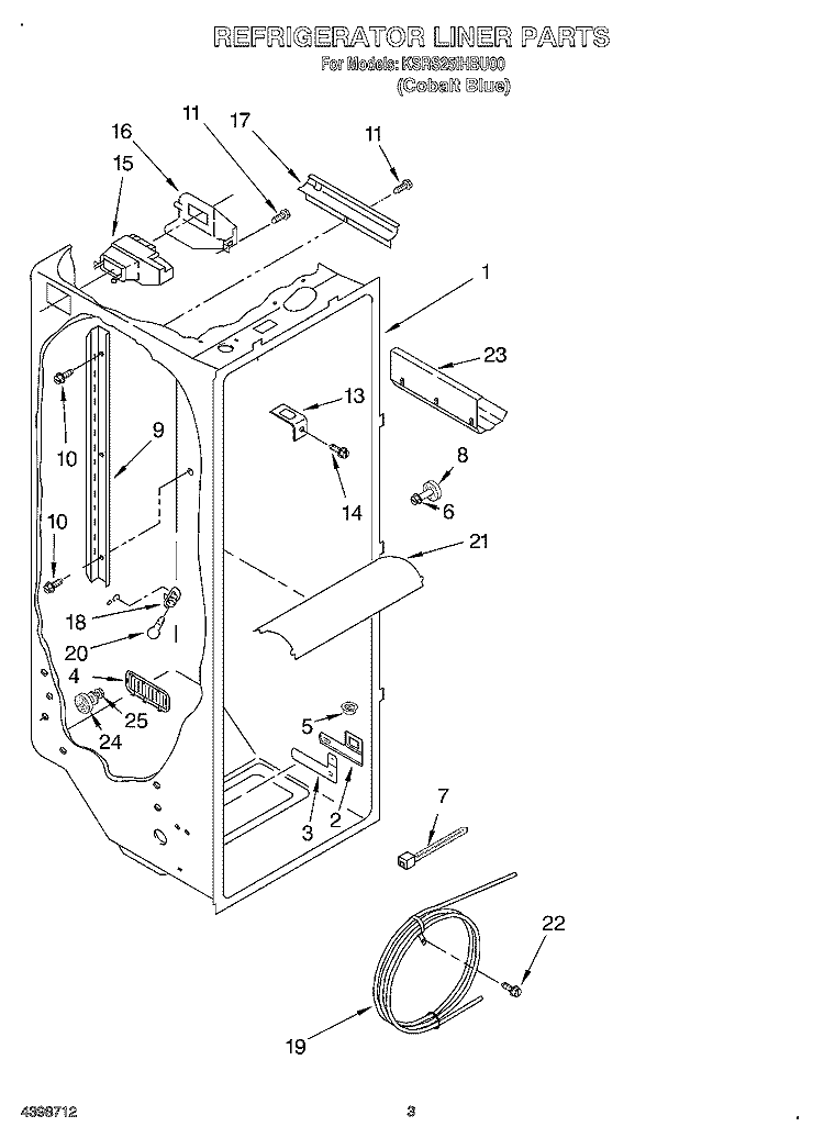 REFRIGERATOR LINER Diagram and Parts List for KSRS25IHBU00  KitchenAid Refrigerator