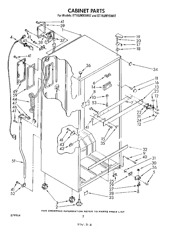 CABINET Diagram and Parts List for ET18JMYSF07  Whirlpool Refrigerator
