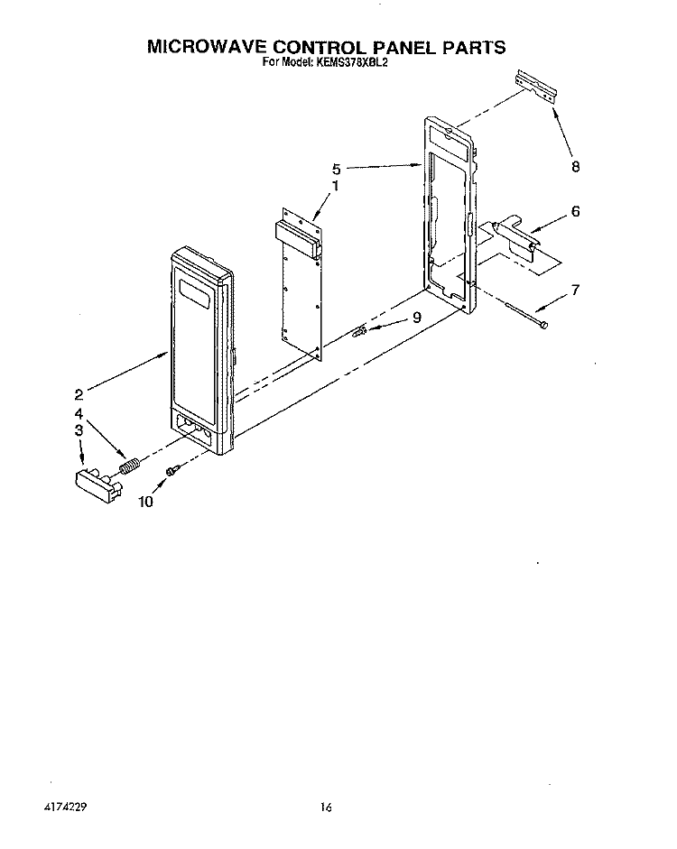 MICROWAVE CONTROL PANEL Diagram and Parts List for KEMS378XWH2  KitchenAid Wall Oven
