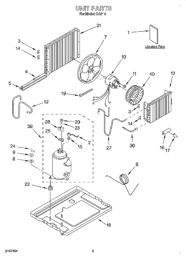 UNIT, LITERATURE Diagram and Parts List for RA610  Whirlpool Air Conditioner
