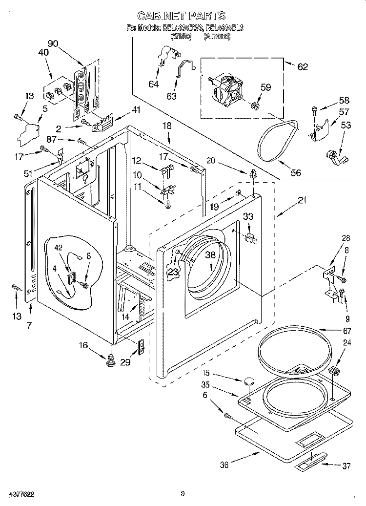 SECTION Diagram and Parts List for REL4634BL3  Roper Dryer