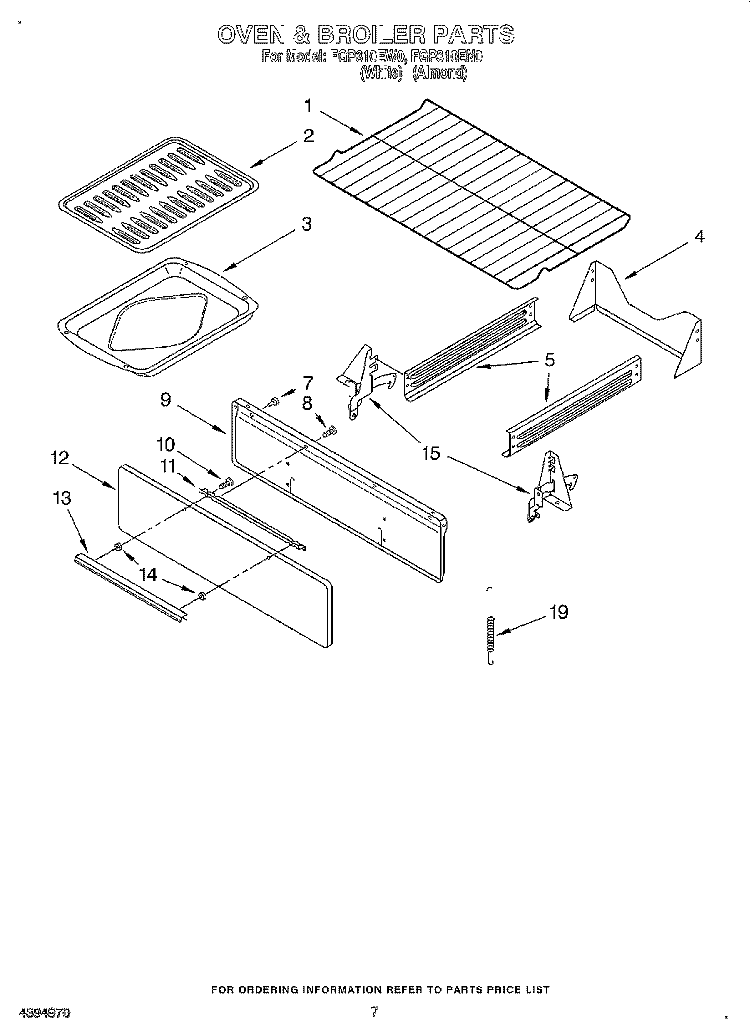 OVEN AND BROILER Diagram and Parts List for FGP310EN0  Roper Range