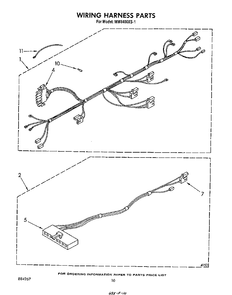 WIRING HARNESS , LITERATURE AND OPTIONAL Diagram and Parts List for MW8400XS1  Whirlpool Microwave
