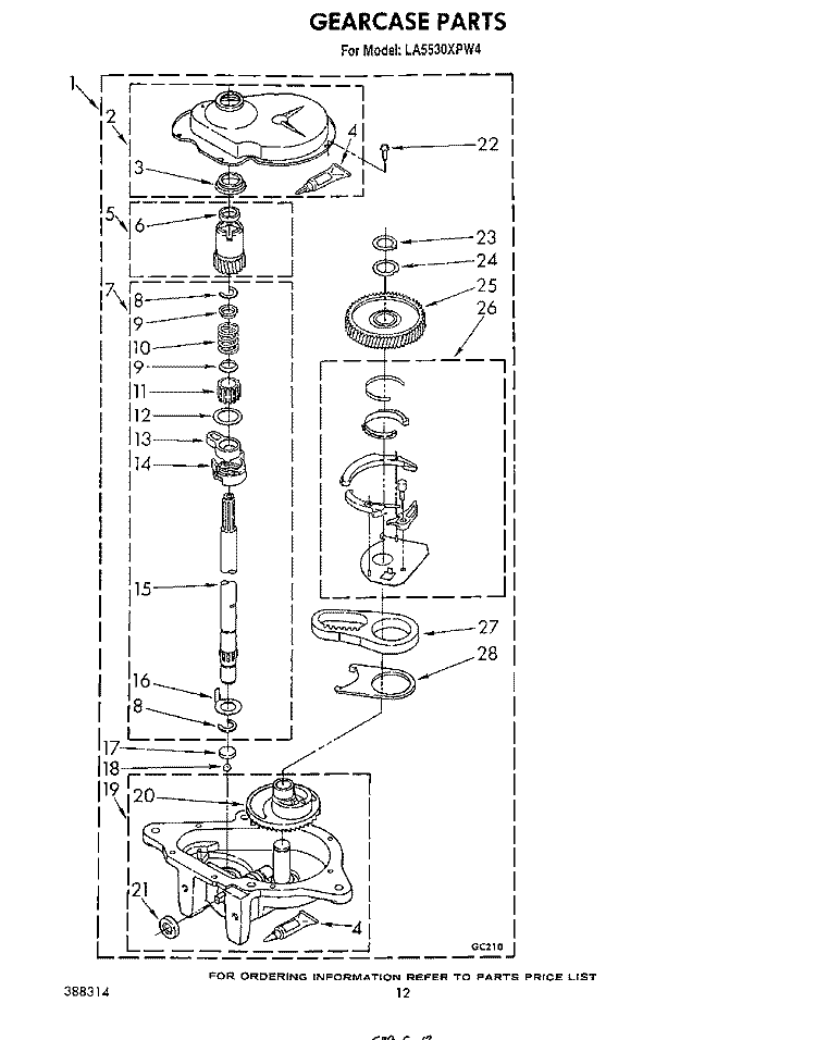GEARCASE Diagram and Parts List for LA5530XPW4  Whirlpool Washer