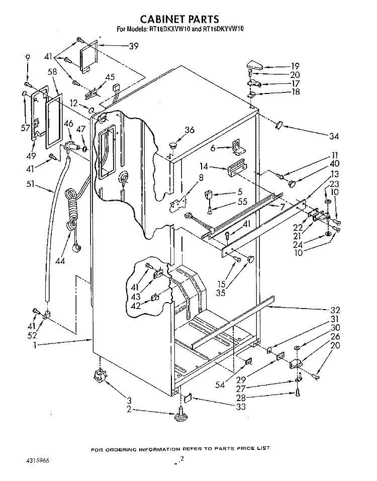 CABINET Diagram and Parts List for RT16DKXVW10  Roper Refrigerator