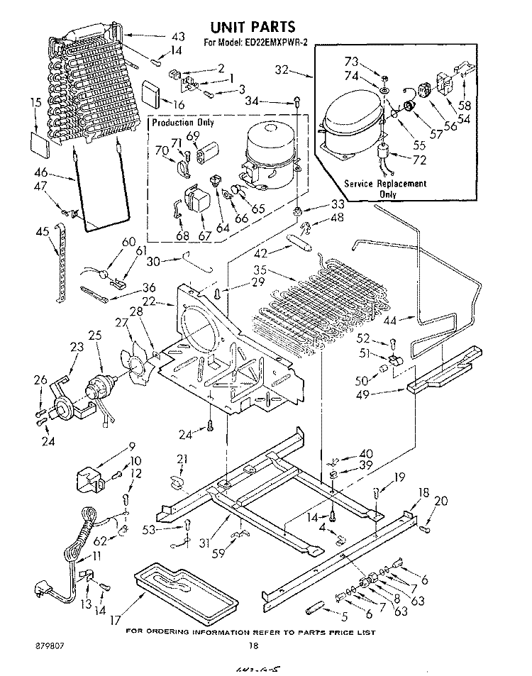 UNIT Diagram and Parts List for ED22EMXPWR2  Whirlpool Refrigerator