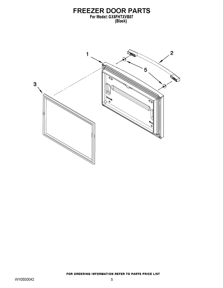 FREEZER DOOR PARTS Diagram and Parts List for GX5FHTXVB07  Whirlpool Refrigerator