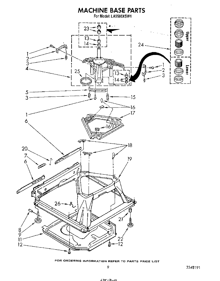 MACHINE BASE Diagram and Parts List for LA5580XSW1  Whirlpool Washer