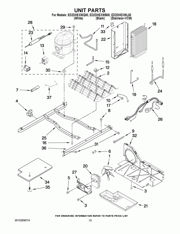 UNIT PARTS Diagram and Parts List for ED2DHEXWL00  Whirlpool Refrigerator