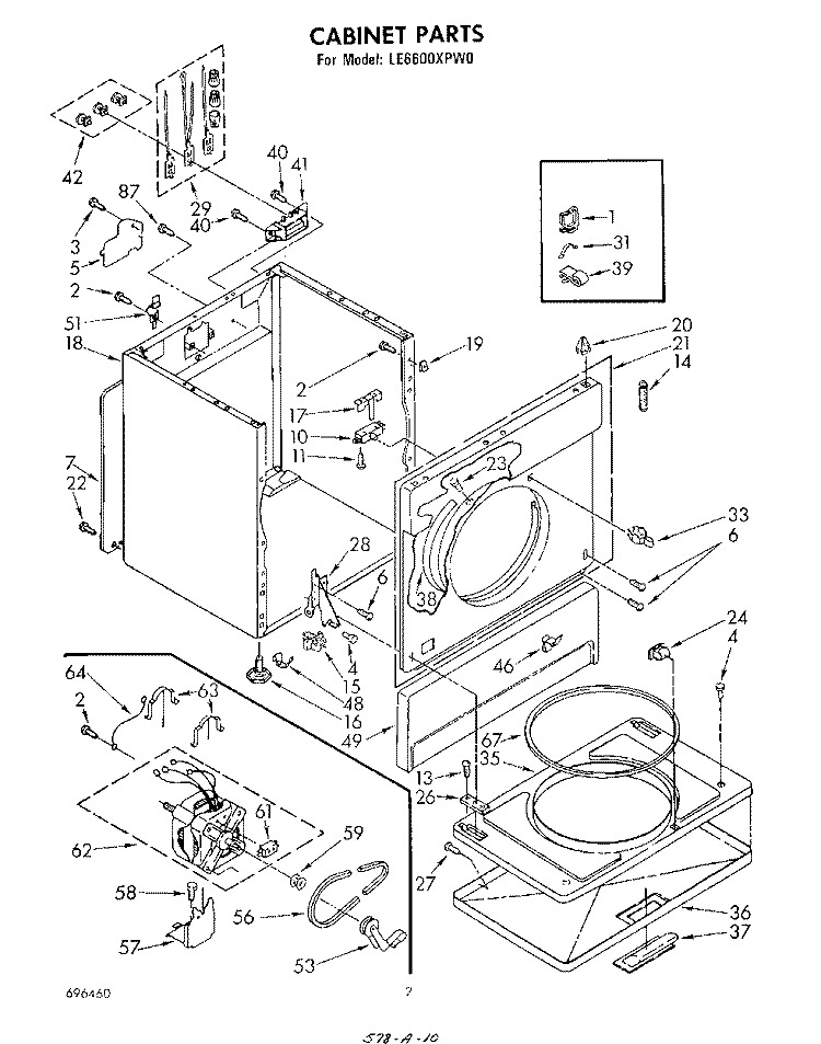 SECTION Diagram and Parts List for LE6600XPW0  Whirlpool Dryer