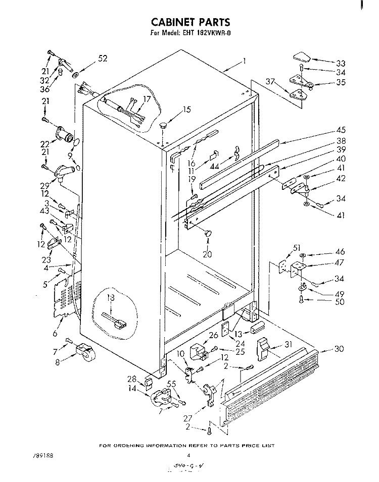 CABINET Diagram and Parts List for EHT182VKWR0  Whirlpool Refrigerator