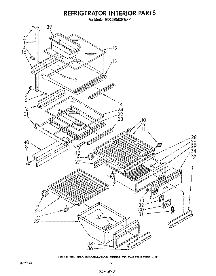 REFRIGERATOR INTERIOR Diagram and Parts List for ED26MMXRWR4  Whirlpool Refrigerator