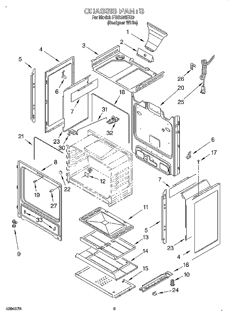 CHASSIS Diagram and Parts List for FGS335EQ0  Roper Range