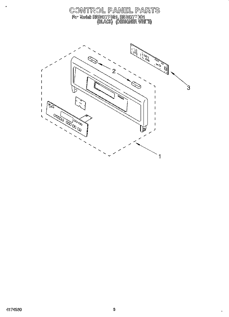 CONTROL PANEL, LITERATURE Diagram and Parts List for RBD277PDQ1  Whirlpool Wall Oven