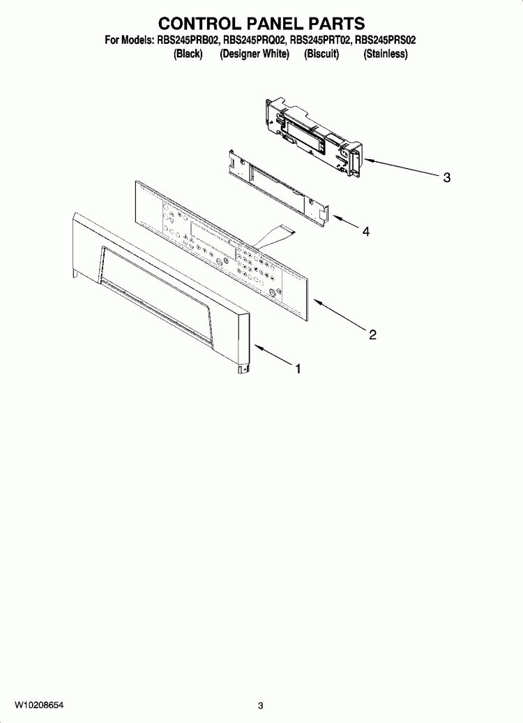 CONTROL PANEL PARTS Diagram and Parts List for RBS245PRB02  Whirlpool Wall Oven