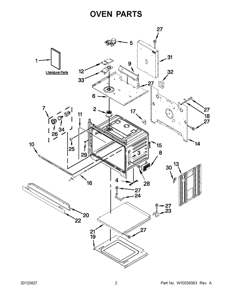 OVEN PARTS Diagram and Parts List for WOS51EC7AS01  Whirlpool Wall Oven