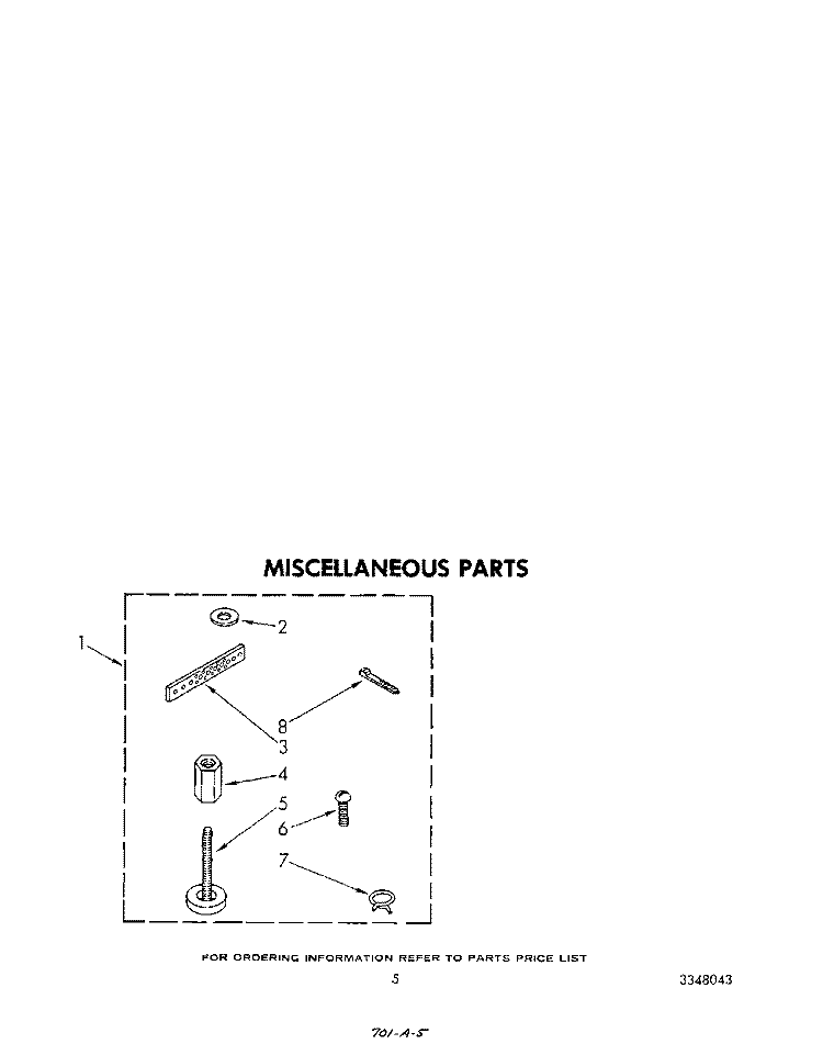 MISCELLANEOUS Diagram and Parts List for LA6380XSW0  Whirlpool Washer