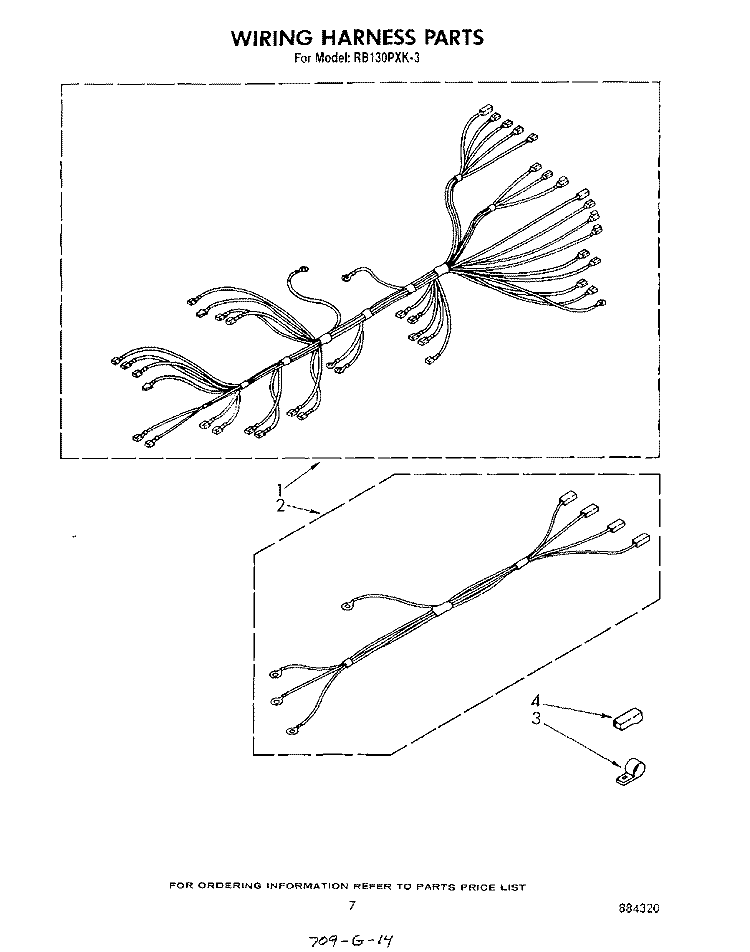 WIRING HARNESS Diagram and Parts List for RB130PXK3  Whirlpool Wall Oven