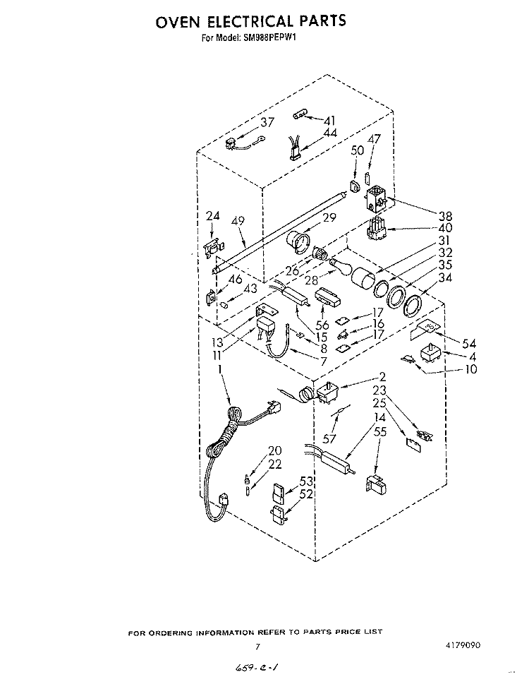 OVEN ELECTRICAL Diagram and Parts List for SM988PEPW1  Whirlpool Range