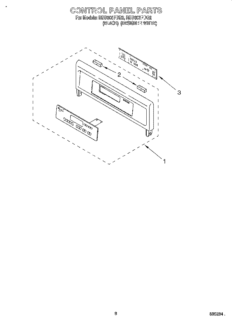 CONTROL PANEL, LITERATURE Diagram and Parts List for RBD305PDB2  Whirlpool Wall Oven