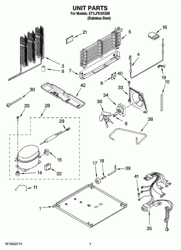 UNIT PARTS Diagram and Parts List for ET1LFKXKS09  Whirlpool Refrigerator